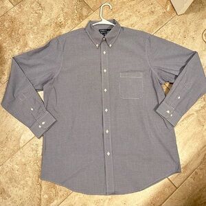 Classic Fit Navy & White Micro Check Button Down Dress Shirt